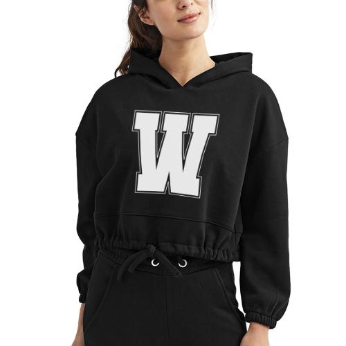 White Letter W – Varsity Alphabet Monogram - Women’s Cropped Hoodie
