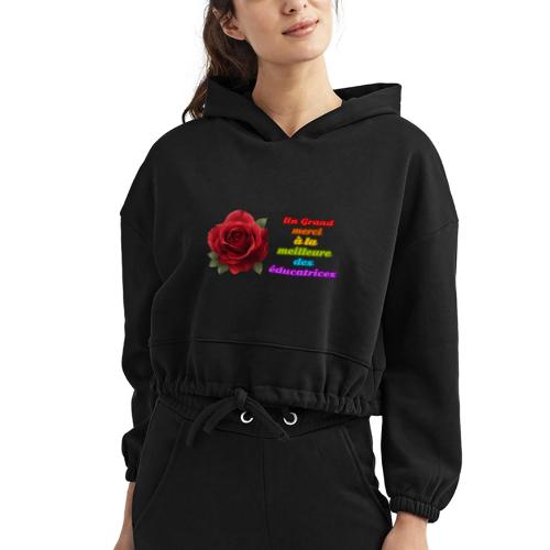 Thank You Educator: Pink and Rainbow Message - Women’s Cropped Hoodie