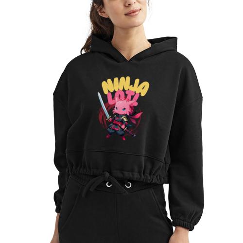 Kawaii Axolotl Ninja - Women’s Cropped Hoodie