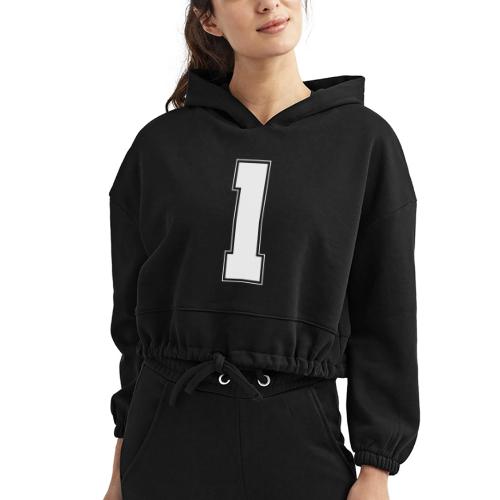 White Number 1 – Varsity Font - Women’s Cropped Hoodie