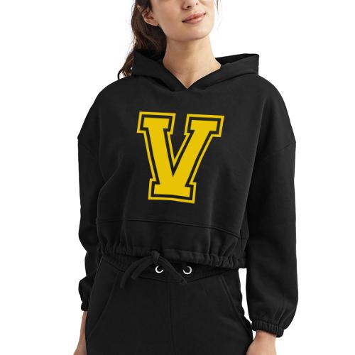 Letter V – Capital Athletic Alphabet Monogram - Women’s Cropped Hoodie