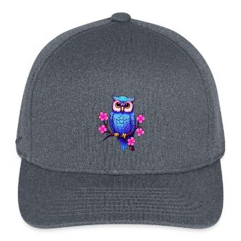 Fantasy Blue Owl on a Blossoming Branch - Flexfit  Melange Baseball Cap - dark heather gray - Front
