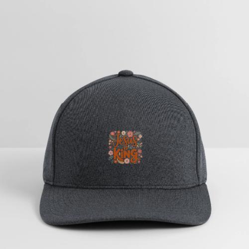 Jesus Is King – Floral Christian Typography Design - Flexfit  Melange Baseball Cap