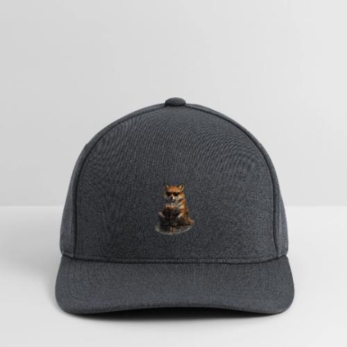 Cool Red Fox Wearing Sunglasses Drinking Coffee - Flexfit  Melange Baseball Cap