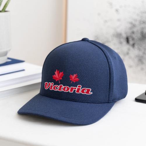 Victoria with two red maple leaves - Flexfit  Melange Baseball Cap