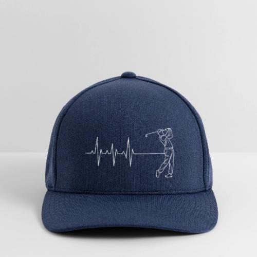Golf Heartbeat EKG Minimalist Swing Art - Flexfit  Melange Baseball Cap