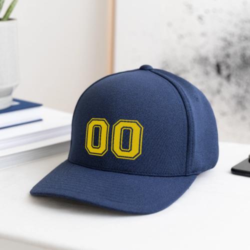 Number 00 in a classic athletic collegiate font - Flexfit  Melange Baseball Cap
