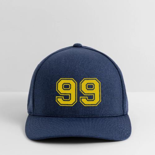 Number 99 in a classic athletic collegiate font - Flexfit  Melange Baseball Cap