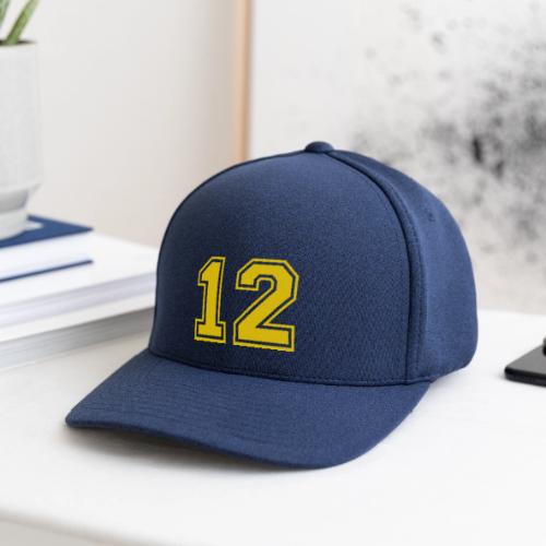 Number 12 in a classic athletic collegiate font - Flexfit  Melange Baseball Cap