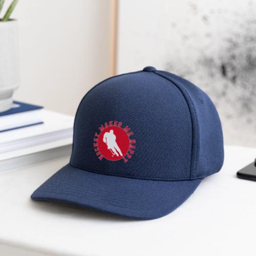 Hockey Makes Me Happy – Ice Hockey Fan Emblem - Flexfit  Melange Baseball Cap