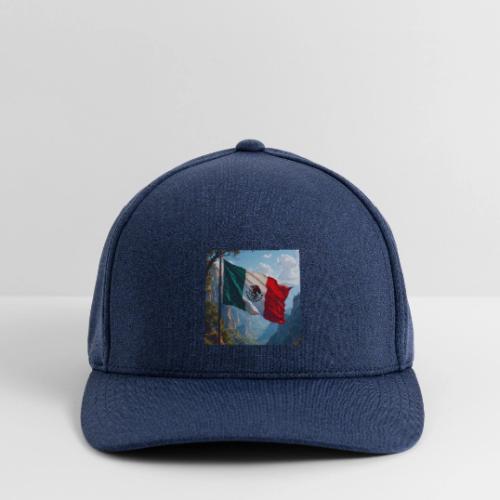 Mexican Flag in Mountain Nature Landscape - Flexfit  Melange Baseball Cap