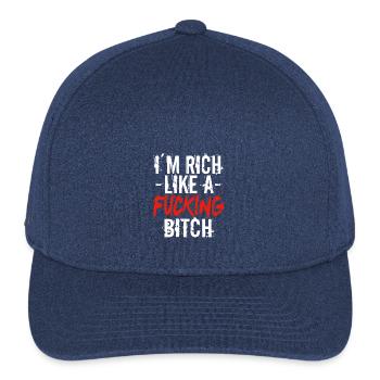 Wealth Funny Saying - Flexfit  Melange Baseball Cap - heather navy - Front