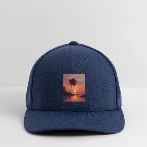 Tropical Beach Sunset Palm Design - Flexfit  Melange Baseball Cap