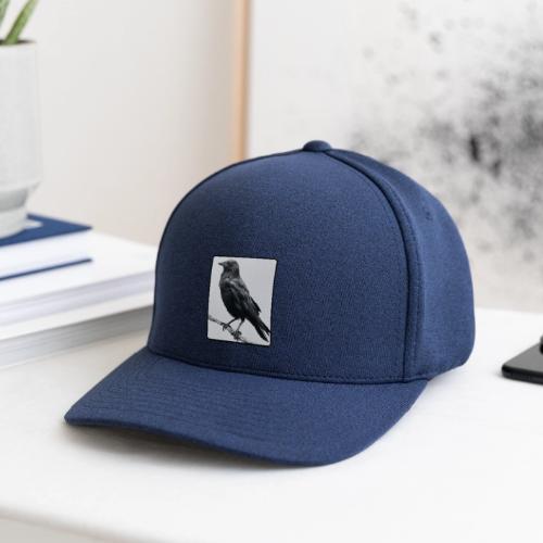 Raven Black and White Art Design - Flexfit  Melange Baseball Cap