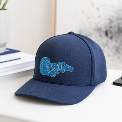 The D® - Detroit Wheel Guitar with Flames Bl Slvr - Flexfit  Melange Baseball Cap