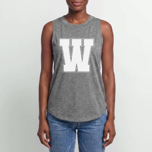 White Letter W – Varsity Alphabet Monogram - Women's Relaxed Tank Top