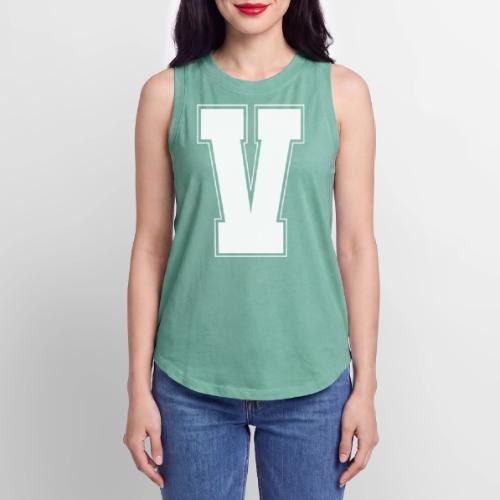 White Letter V – Varsity Alphabet Monogram - Women's Relaxed Tank Top