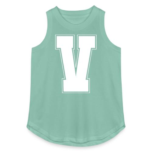 White Letter V – Varsity Alphabet Monogram - Women's Relaxed Tank Top