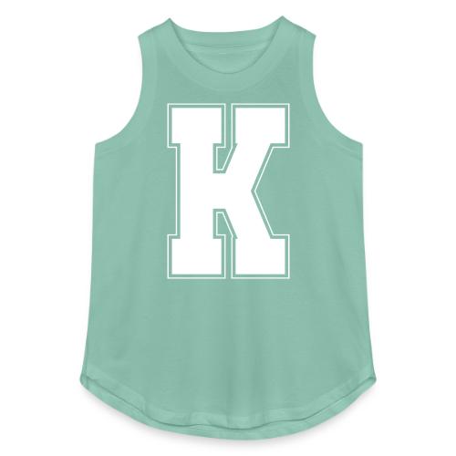 White Letter K – Varsity Alphabet Monogram - Women's Relaxed Tank Top