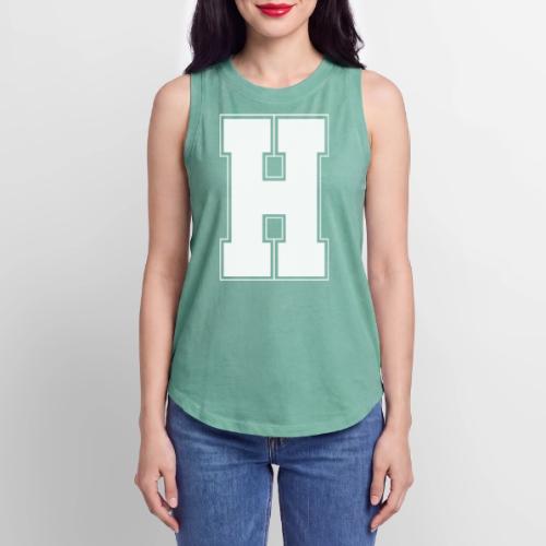 White Letter H – Varsity Alphabet Monogram - Women's Relaxed Tank Top