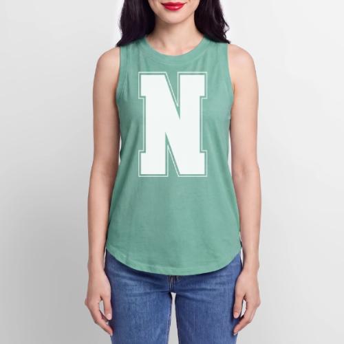 White Letter N – Varsity Alphabet Monogram - Women's Relaxed Tank Top