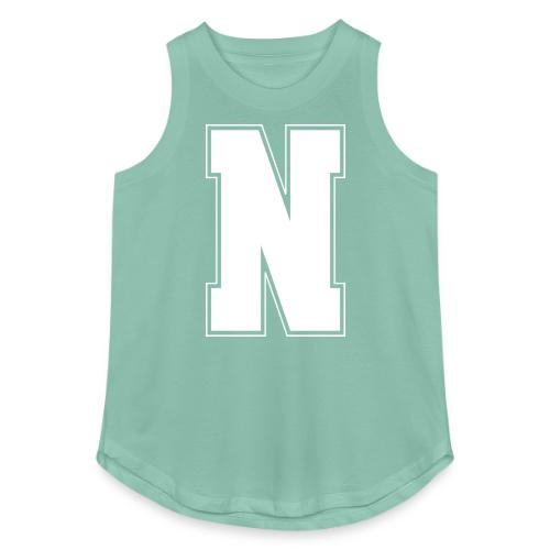 White Letter N – Varsity Alphabet Monogram - Women's Relaxed Tank Top