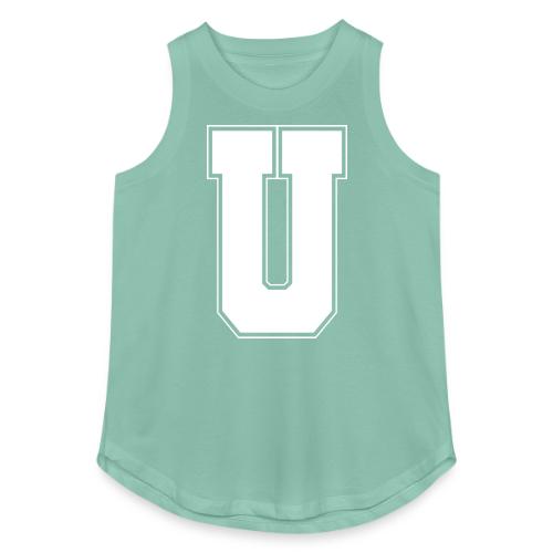 White Letter U – Varsity Alphabet Monogram - Women's Relaxed Tank Top