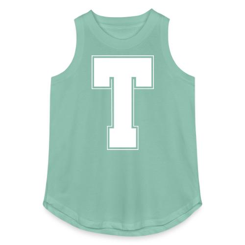 White Letter T – Varsity Alphabet Monogram - Women's Relaxed Tank Top