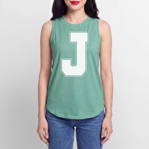 White Letter J – Varsity Alphabet Monogram - Women's Relaxed Tank Top