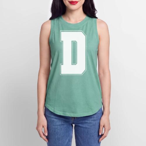 White Letter D – Varsity Alphabet Monogram - Women's Relaxed Tank Top