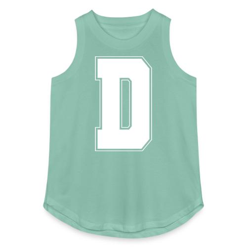 White Letter D – Varsity Alphabet Monogram - Women's Relaxed Tank Top