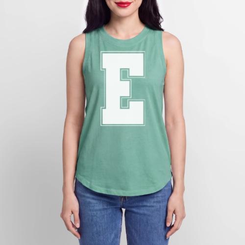 White Letter E – Varsity Alphabet Monogram - Women's Relaxed Tank Top