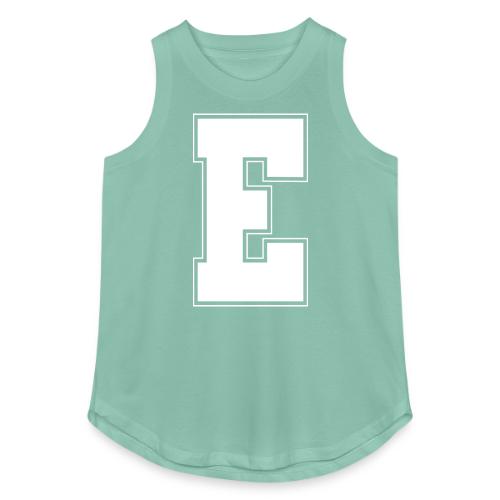 White Letter E – Varsity Alphabet Monogram - Women's Relaxed Tank Top