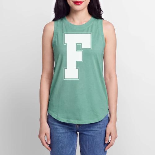 White Letter F – Varsity Alphabet Monogram - Women's Relaxed Tank Top