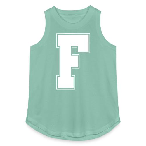 White Letter F – Varsity Alphabet Monogram - Women's Relaxed Tank Top