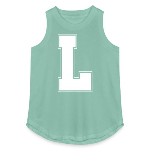 White Letter L – Varsity Alphabet Monogram - Women's Relaxed Tank Top