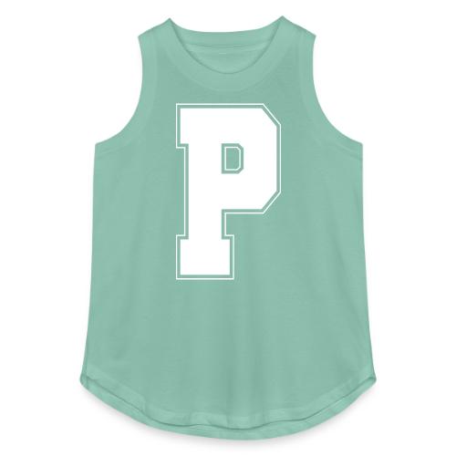 White Letter P – Varsity Alphabet Monogram - Women's Relaxed Tank Top