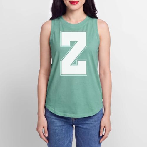 White Letter Z – Varsity Alphabet Monogram - Women's Relaxed Tank Top