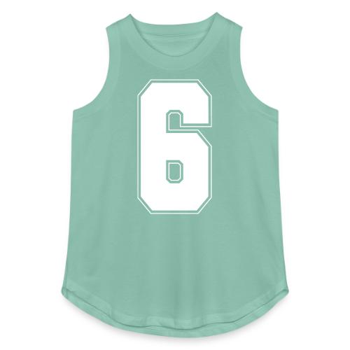 White Number 6 – Varsity Font - Women's Relaxed Tank Top