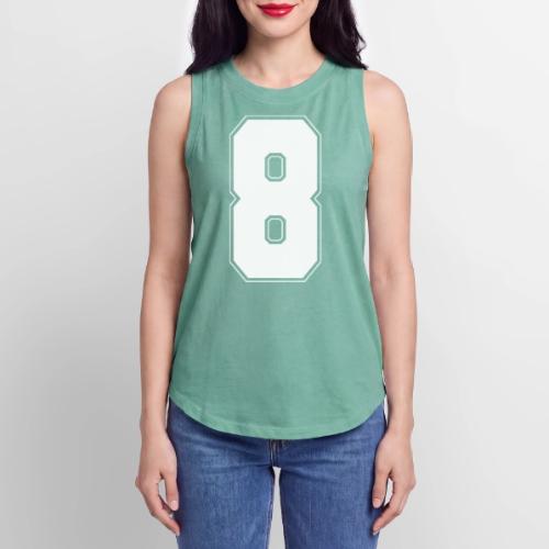 White Number 8 – Varsity Font - Women's Relaxed Tank Top