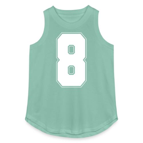 White Number 8 – Varsity Font - Women's Relaxed Tank Top