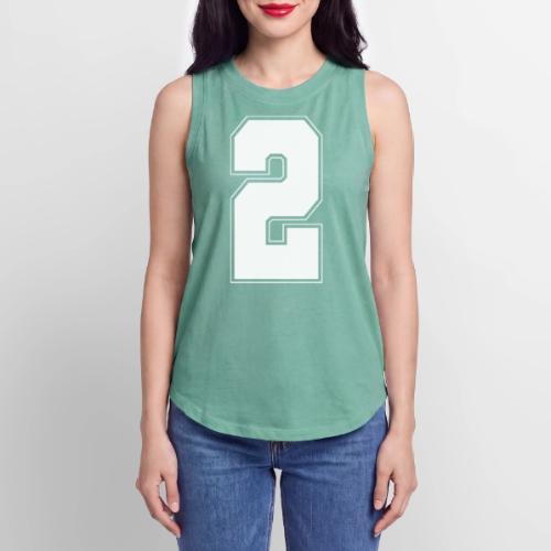 White Number 2 – Varsity Font - Women's Relaxed Tank Top