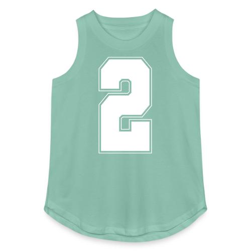 White Number 2 – Varsity Font - Women's Relaxed Tank Top