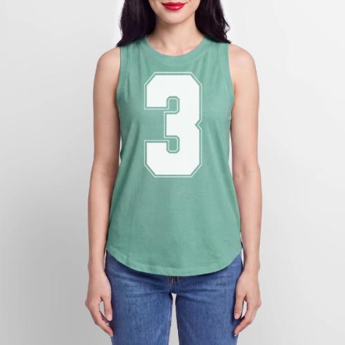 White Number 3 – Varsity Font - Women's Relaxed Tank Top