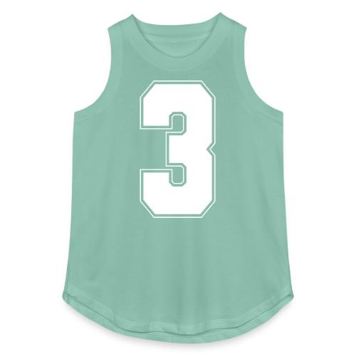 White Number 3 – Varsity Font - Women's Relaxed Tank Top