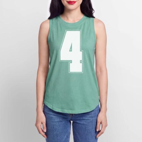 White Number 4 – Varsity Font - Women's Relaxed Tank Top