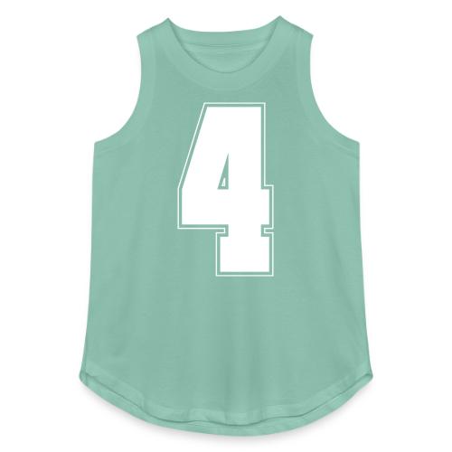 White Number 4 – Varsity Font - Women's Relaxed Tank Top