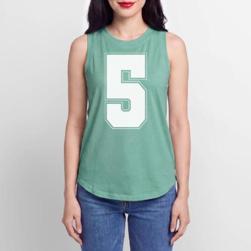 White Number 5 – Varsity Font - Women's Relaxed Tank Top