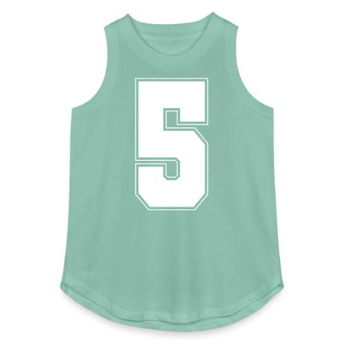 White Number 5 – Varsity Font - Women's Relaxed Tank Top