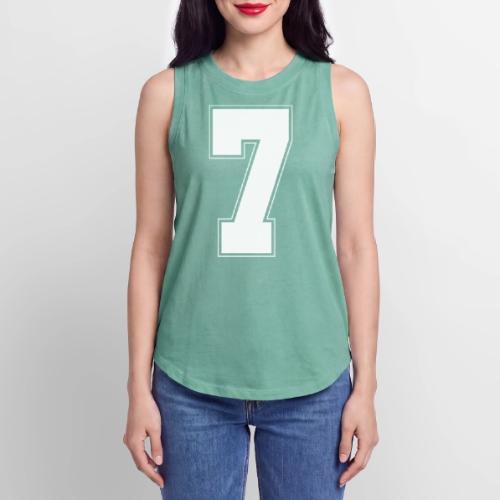 White Number 7 – Varsity Font - Women's Relaxed Tank Top